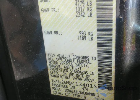 2010 Nissan Altima 2.5 S из США, поврежденный, VIN 1N4AL2AP0AC134015